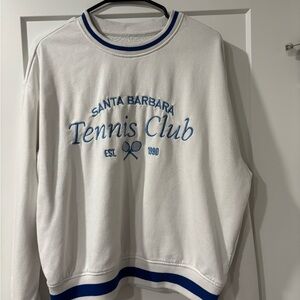 Sunday White and Blue Crewneck Sweater